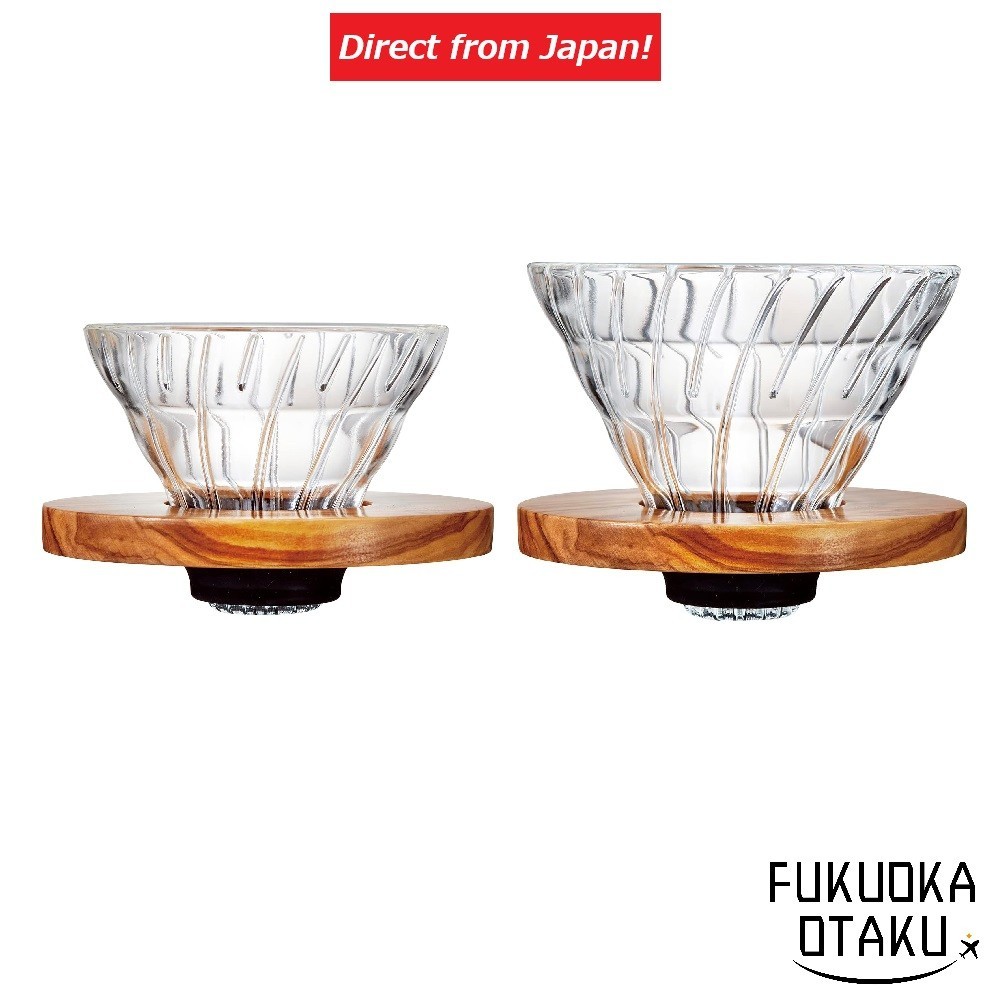 HARIO V60 Heat-Resistant Glass Dripper Olive Wood 2 Types Coffee Accessories 【Direct from Japan】-FUKUOKA_OTAKU