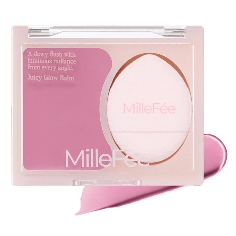 MilleFée Juicy Glow Balm Cheek Highlighter With Finger Puff【Direct from Japan】-FUKUOKA_OTAKU