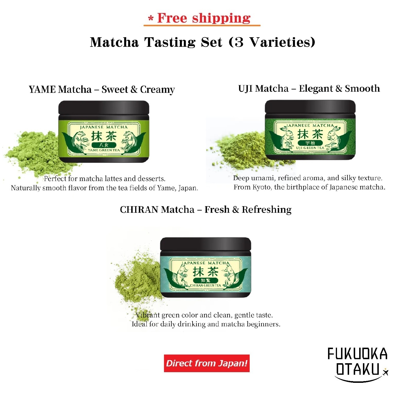 Matcha Tasting Set (3 Varieties)　【Free shipping】【Direct from Japan】-FUKUOKA_OTAKU