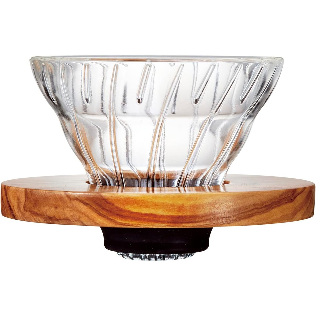 HARIO V60 Heat-Resistant Glass Dripper Olive Wood 2 Types Coffee Accessories 【Direct from Japan】-FUKUOKA_OTAKU