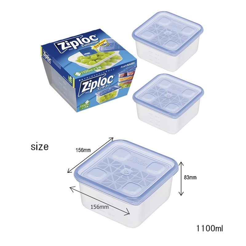 Asahi Kasei Ziploc Container Food Storage Square Microwave Freezer Airtight Lunch Box 【Direct from Japan】-FUKUOKA_OTAKU