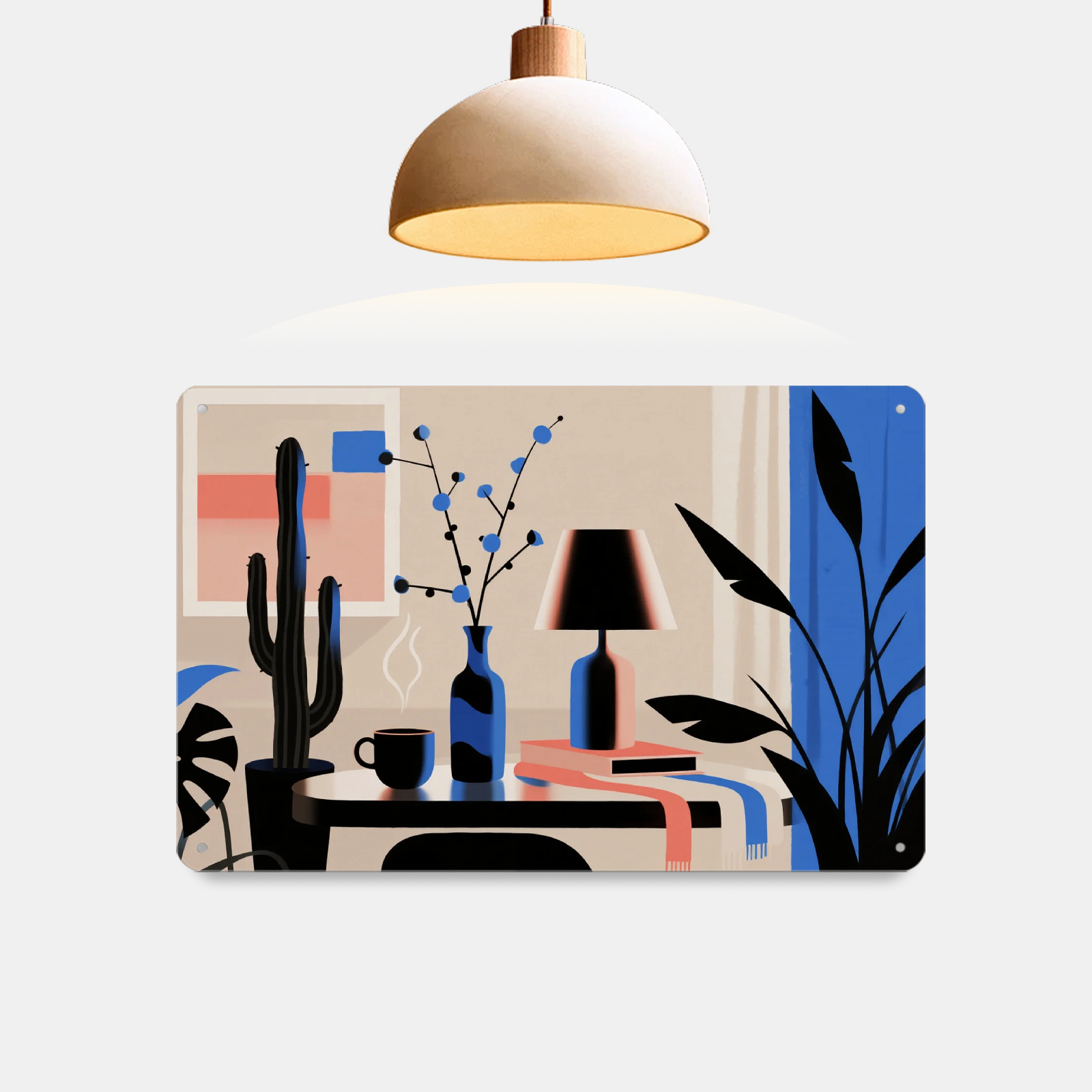 Vintage Aluminum Metal Painting