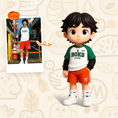 Custom 3D Figure Modern Casual Chibi Brothers Figure Set, Red Shirt / White Shirt, Trendy Collection Gift