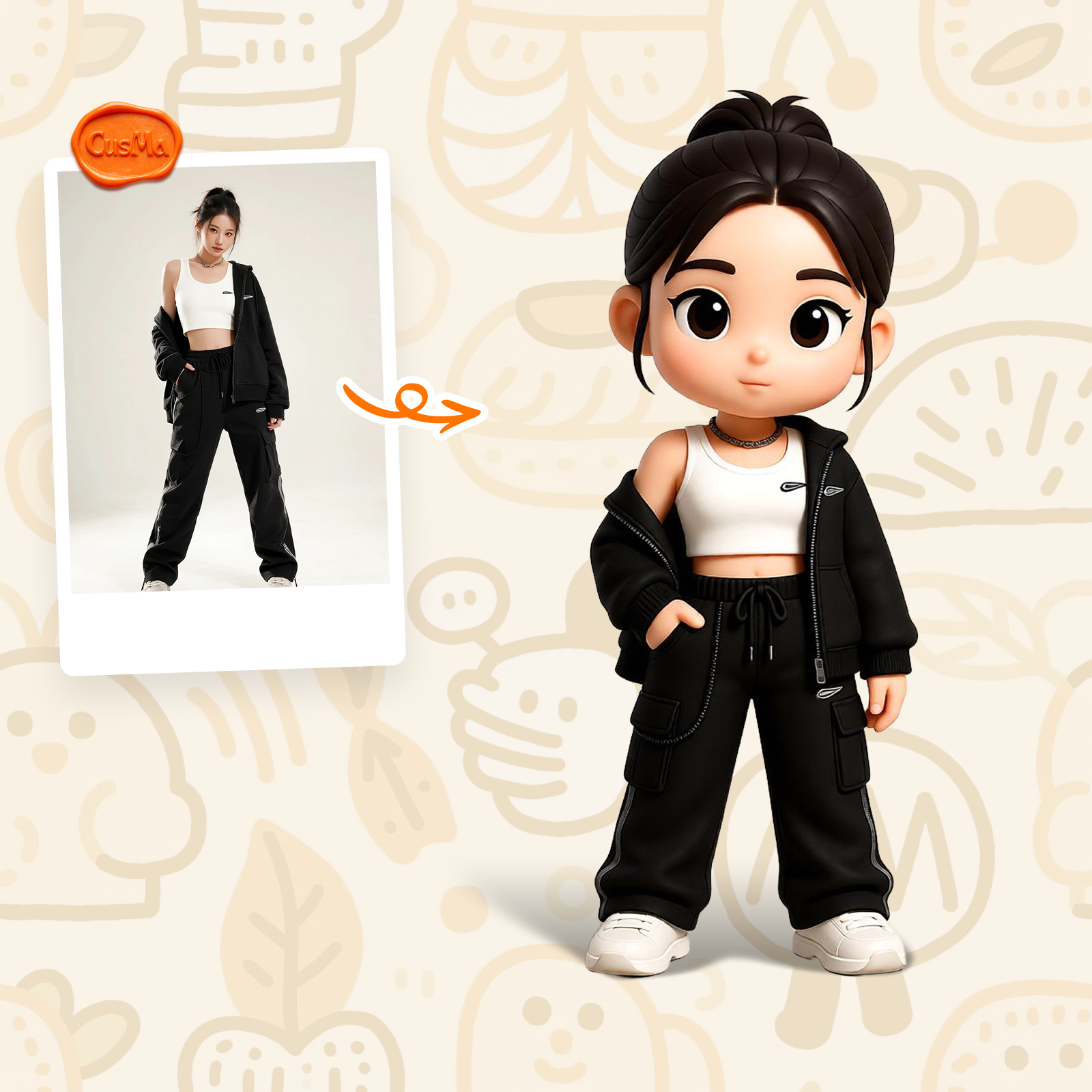 Customized 3D figure for girl in casual wear