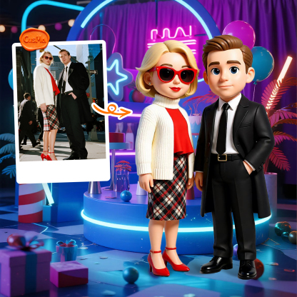 Customized 3D figure for  couple in casual wear