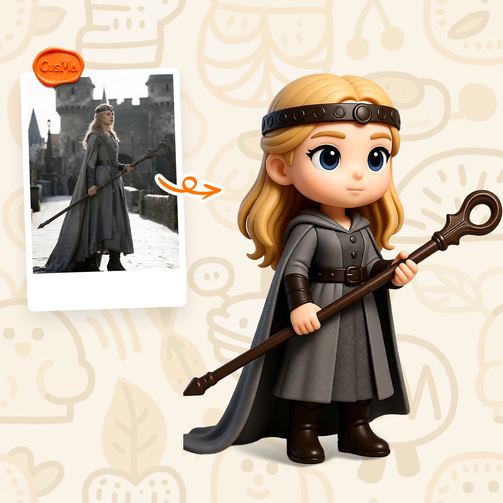 Customized 3D figure for female cosplay character