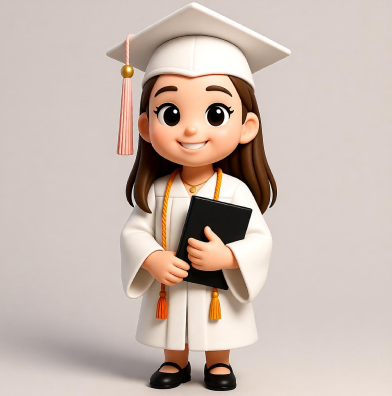 Customized 3D figure for Graduates in White