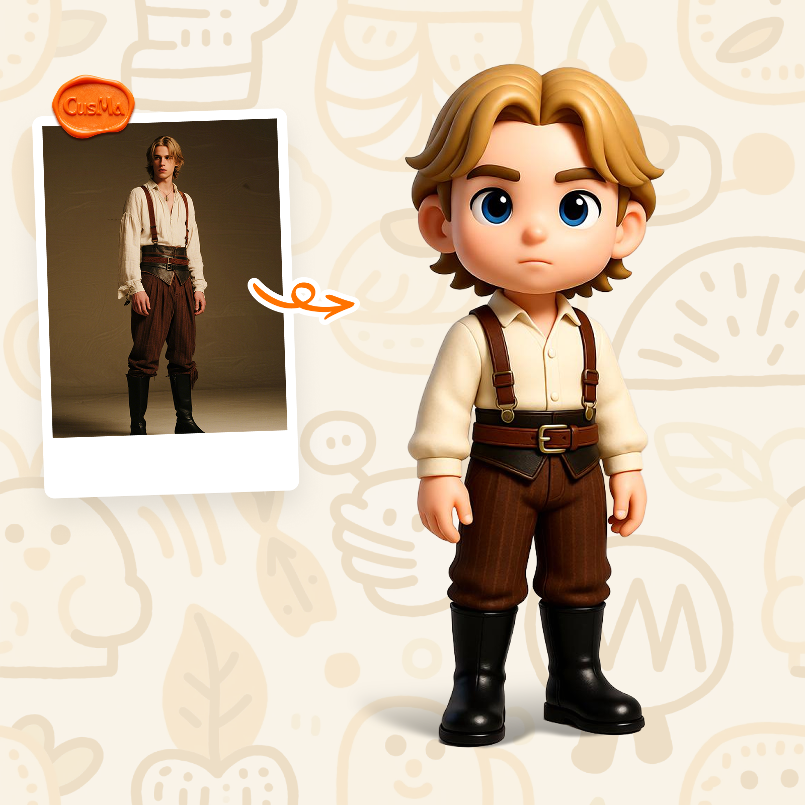 Customized 3D figure for classic retro male fashion