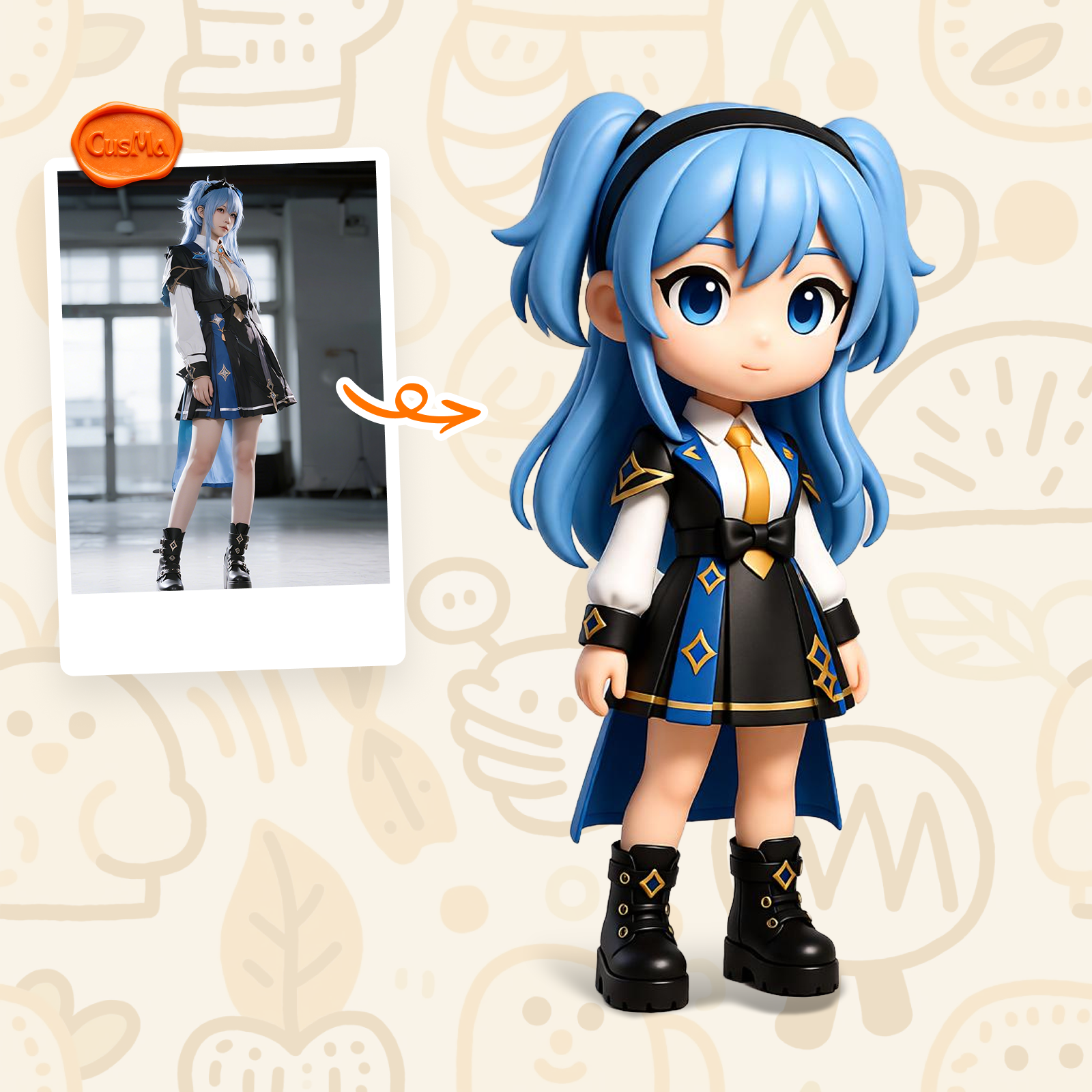 Customized 3D figure for female cosplay character