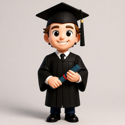 Customized 3D figure for Graduates in Black