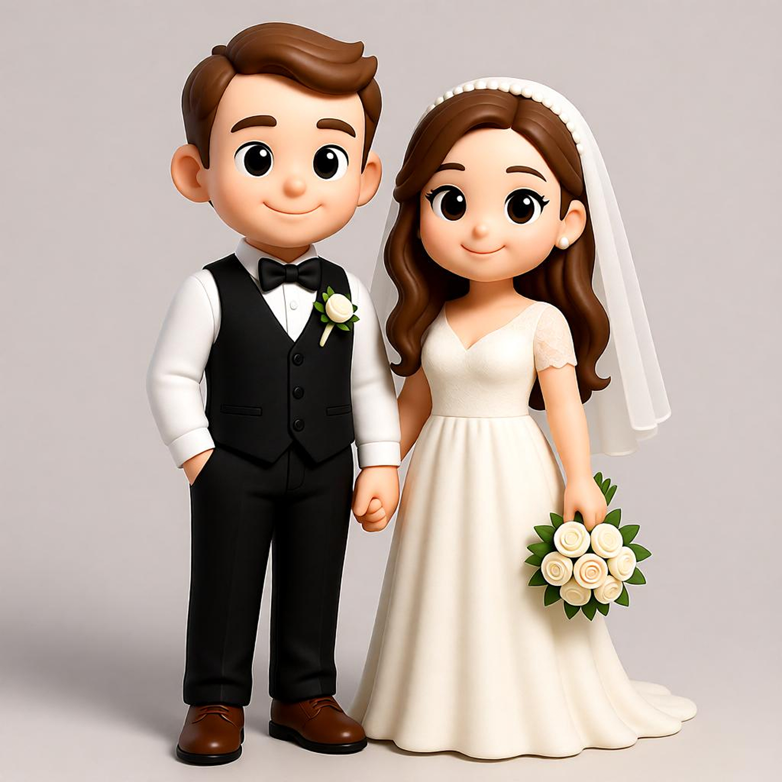 Custom 3D Figure Wedding Commemorative Chibi Couple Figure, Wedding Dress, Wedding Collection Gift