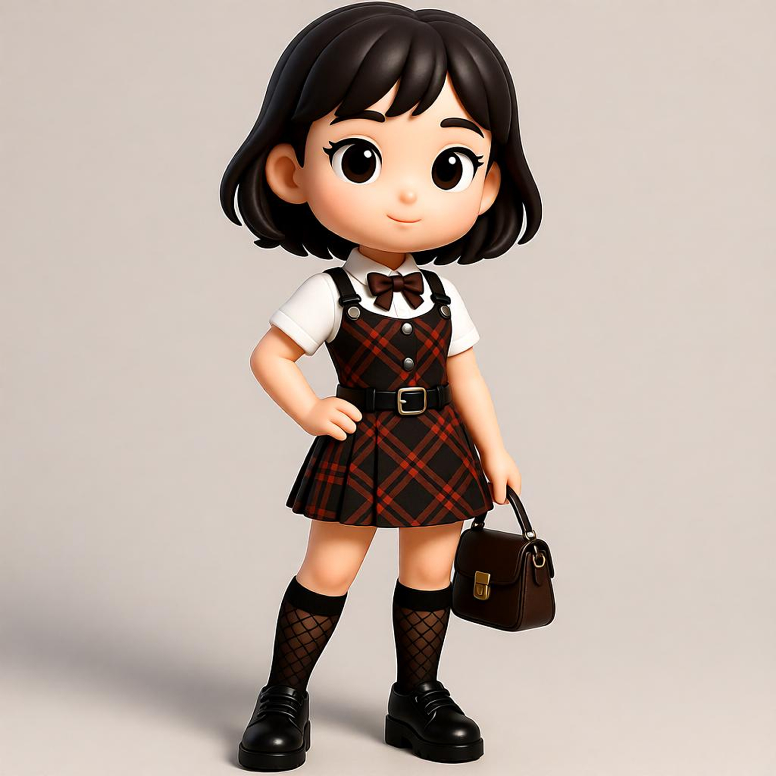 Academy Style Chibi Figure, Red-Black Plaid Skirt, Student Collection Gift