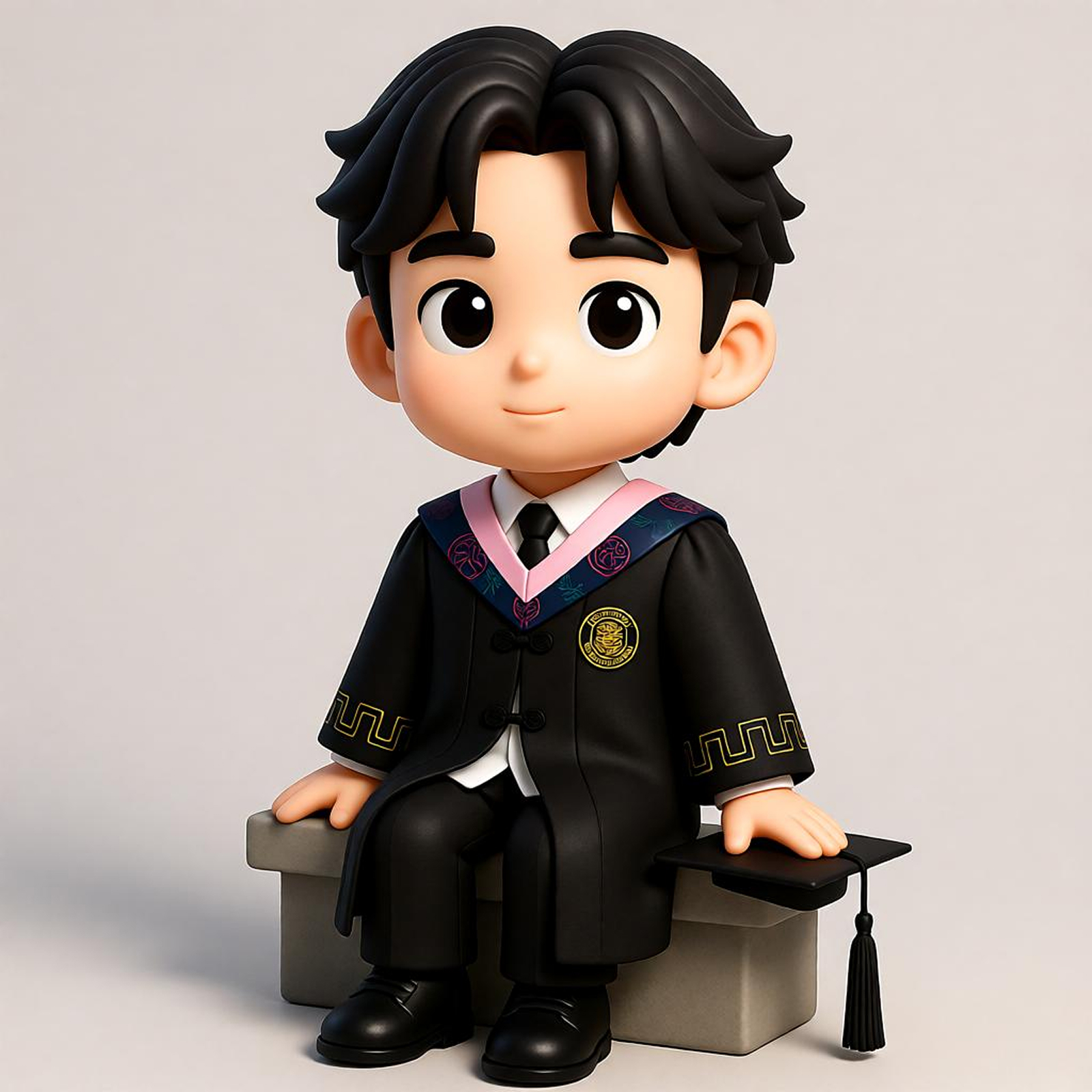 Customized 3D figure for Graduates in Black