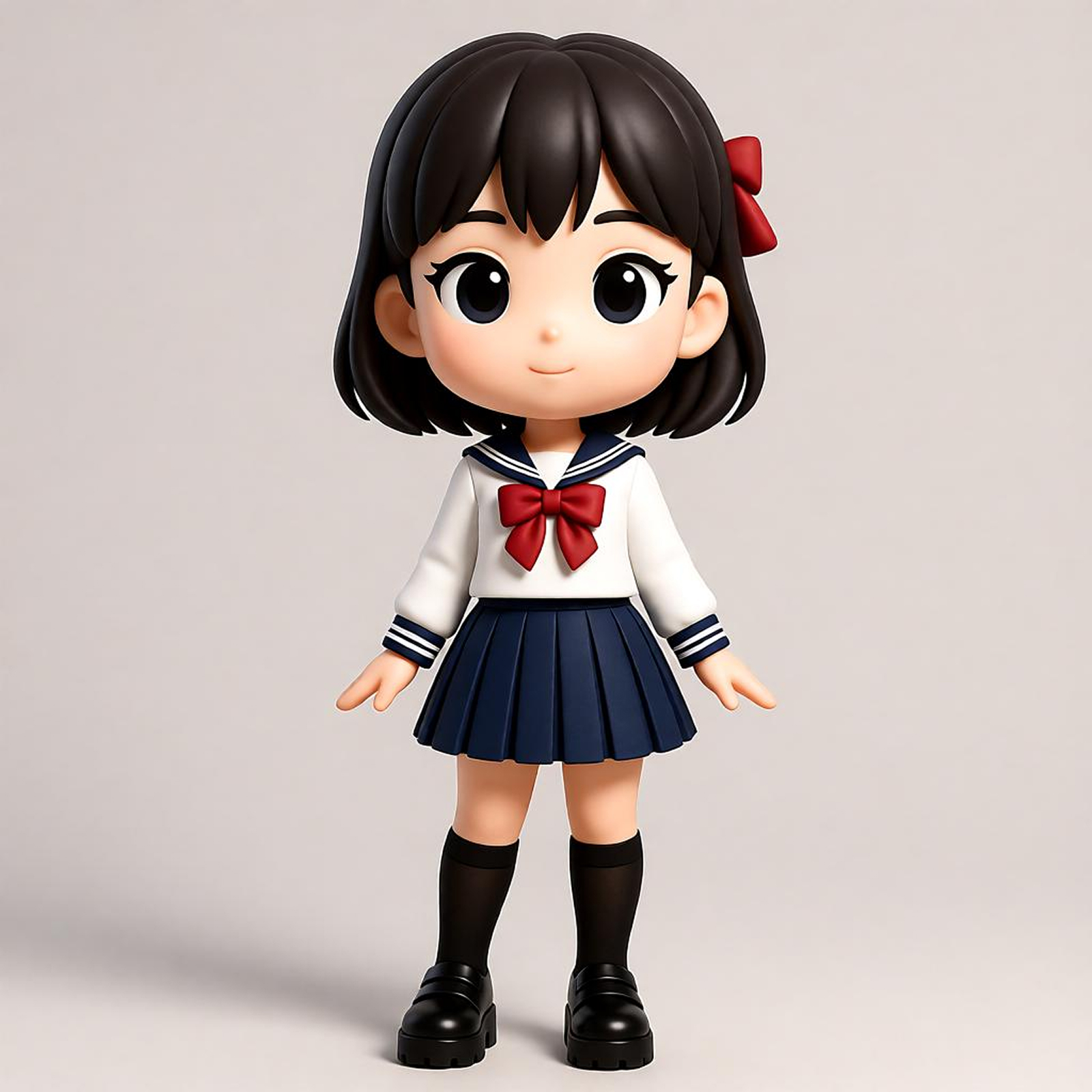 Campus Sailor Suit Chibi Figure, Blue-White-Red Bow, Student Collection Gift