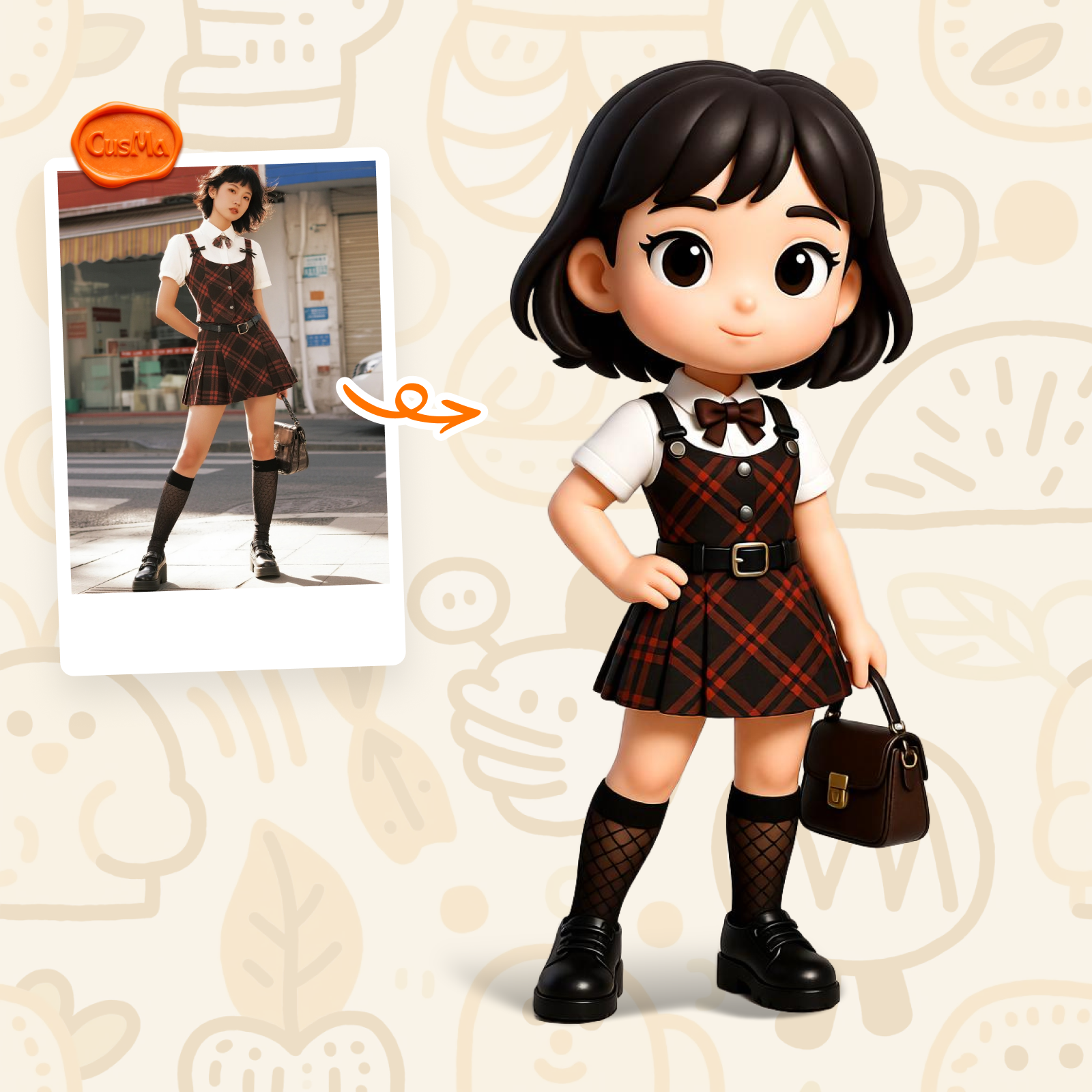 Academy Style Chibi Figure, Red-Black Plaid Skirt, Student Collection Gift