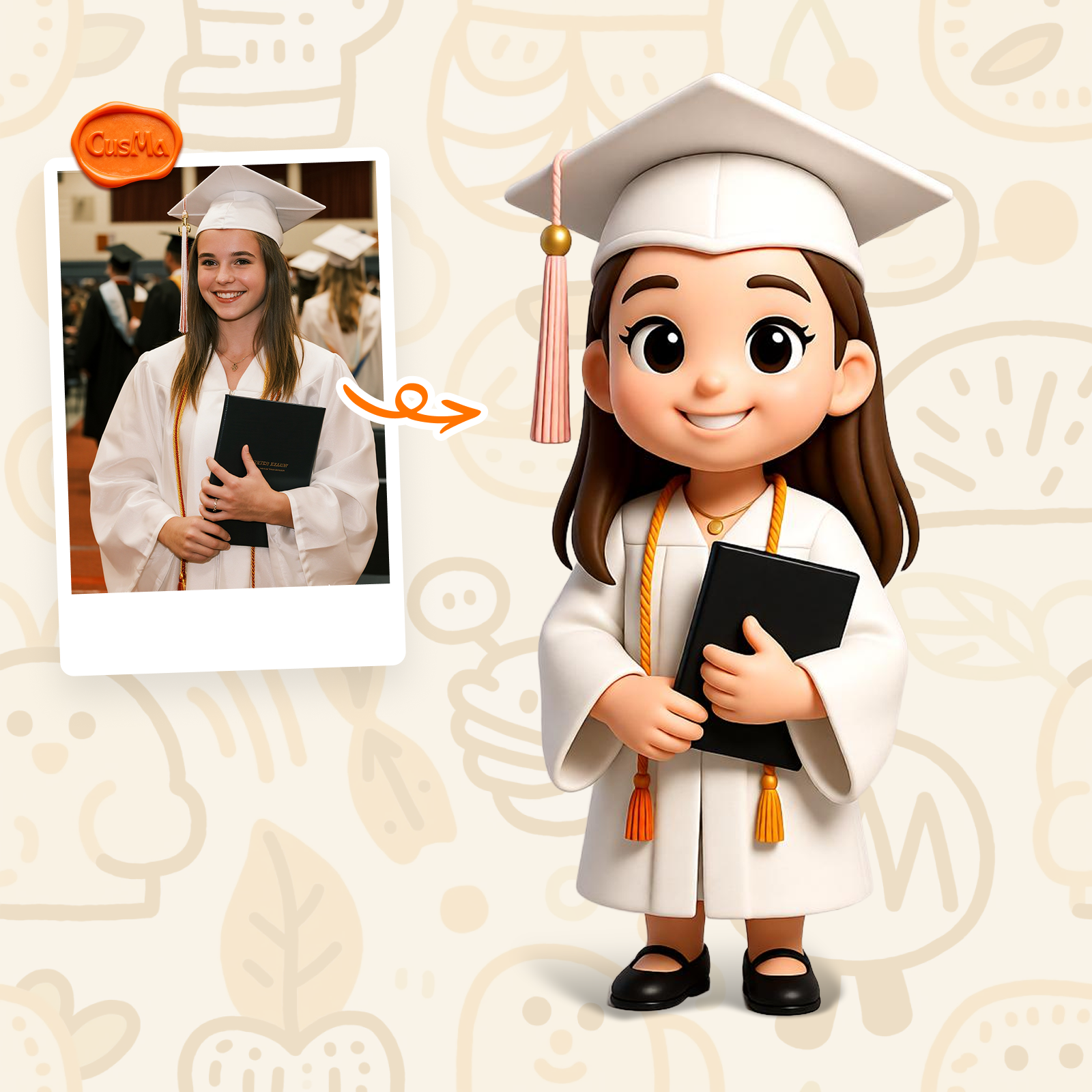 Customized 3D figure for Graduates in White