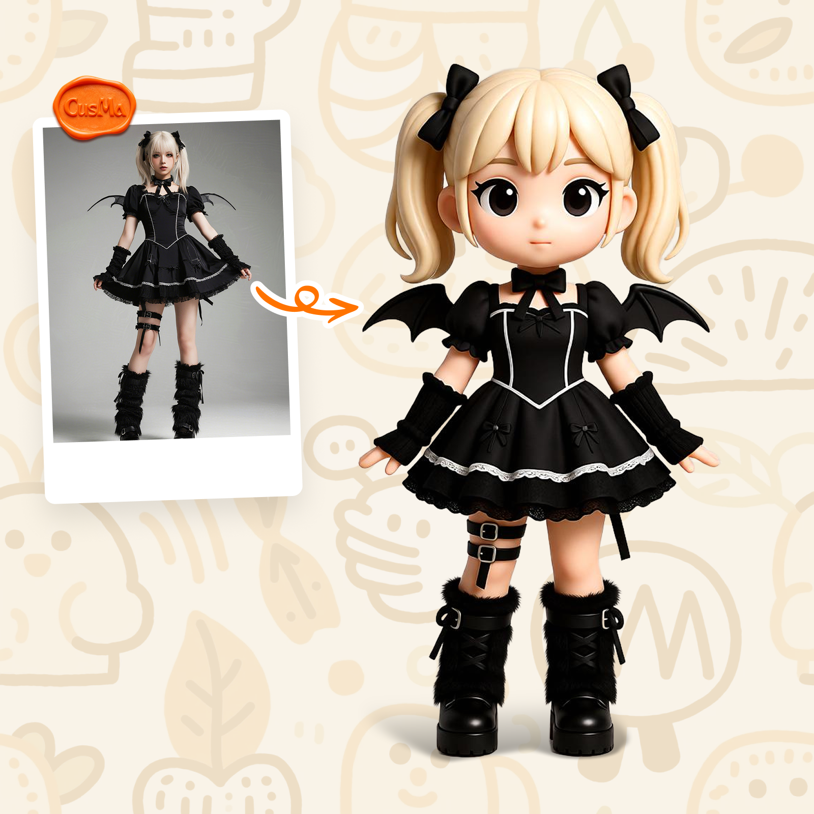 Customized 3D figure for dark lolita