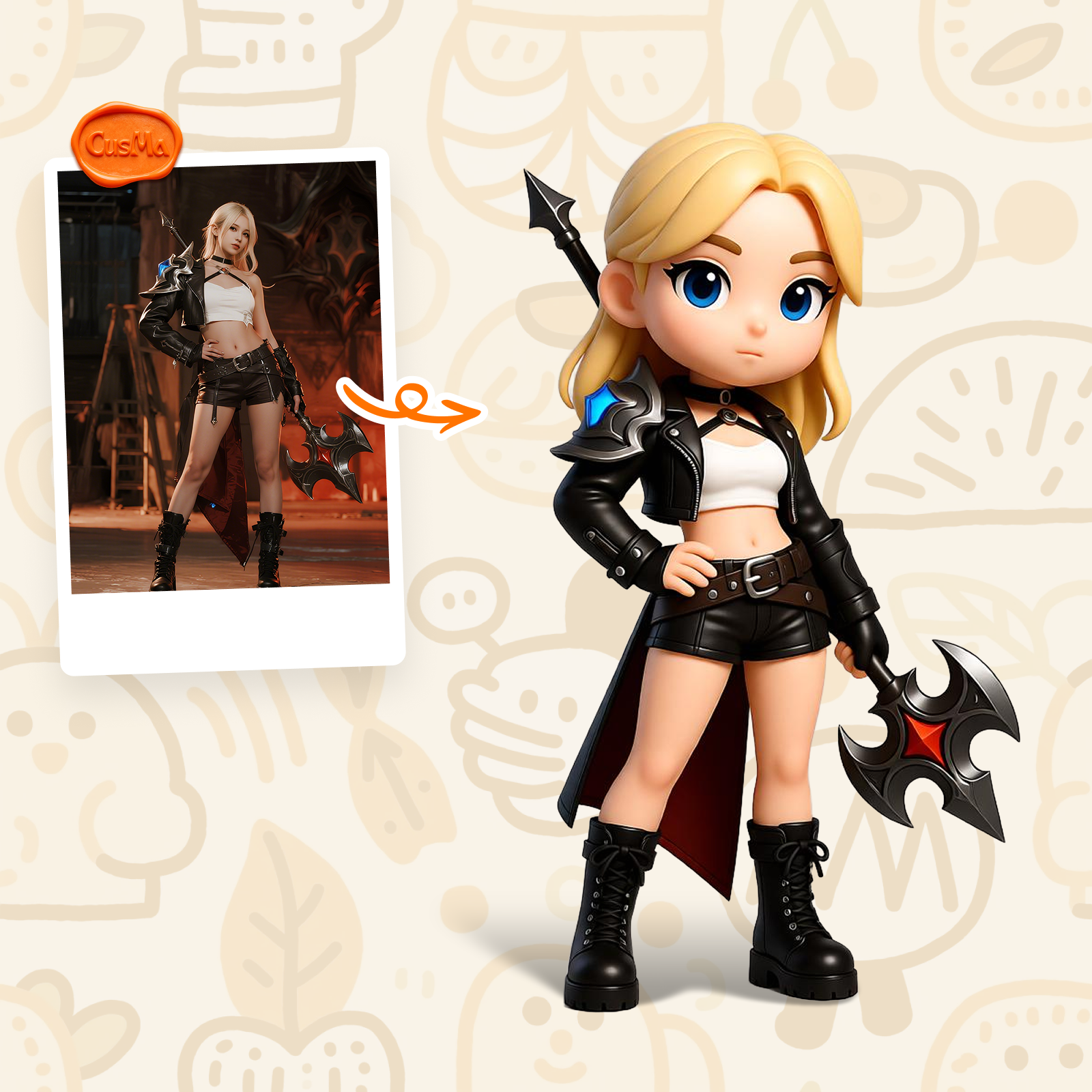 Customized 3D figure for female cosplay character