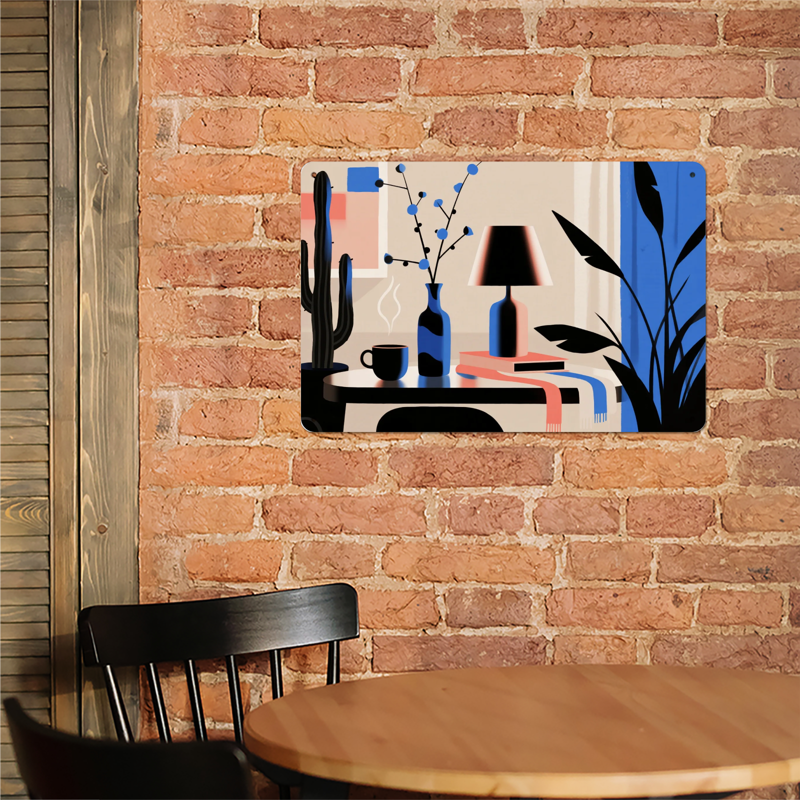 Vintage Aluminum Metal Painting