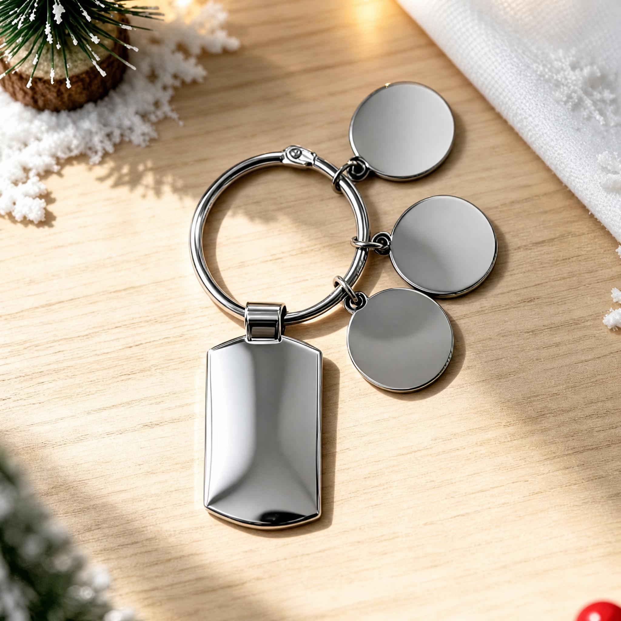 Personalized Four-Photo Metal Keychain