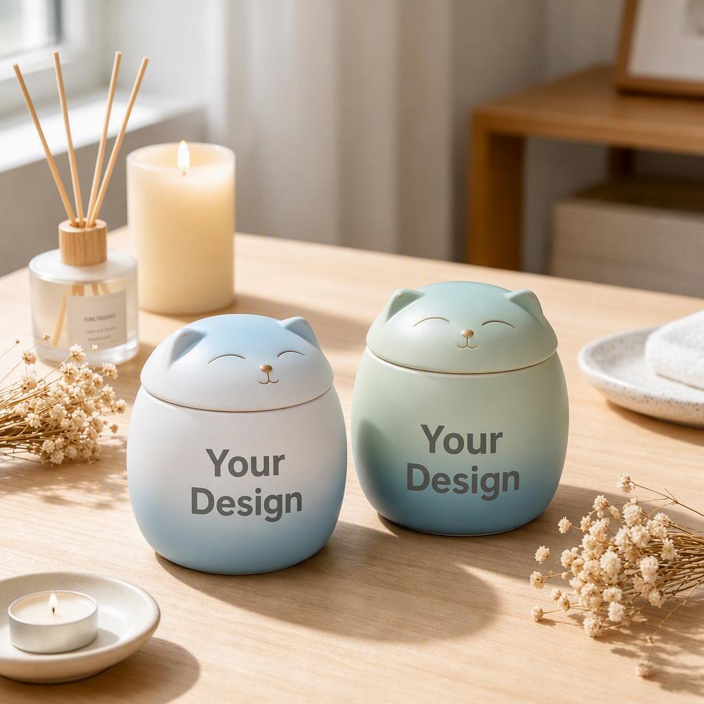 Custom Ceramic Cat Memorial Urn – Personalized Pet Ashes Keepsake