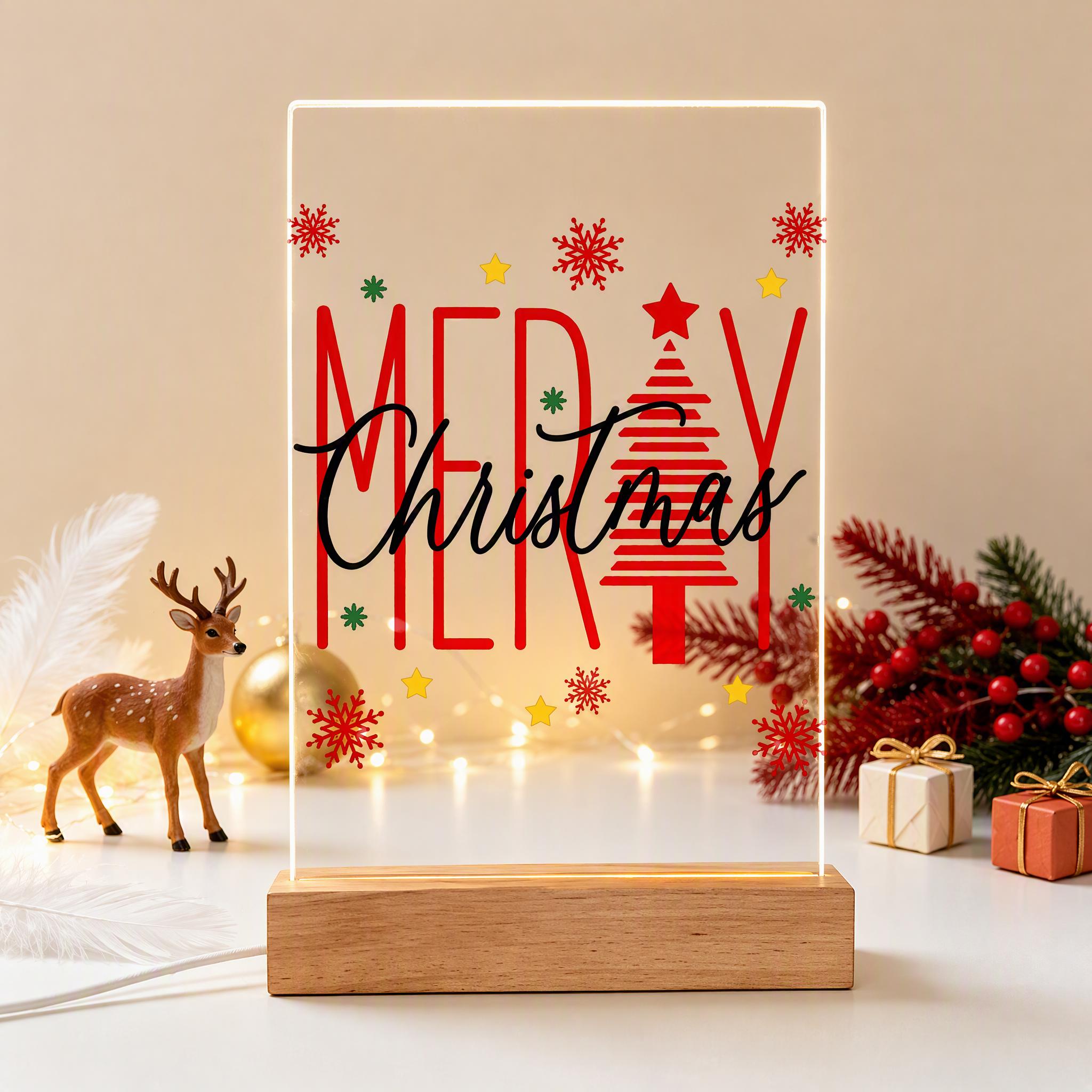 Custom Wooden Base Night Light – Personalized Photo Acrylic Lamp