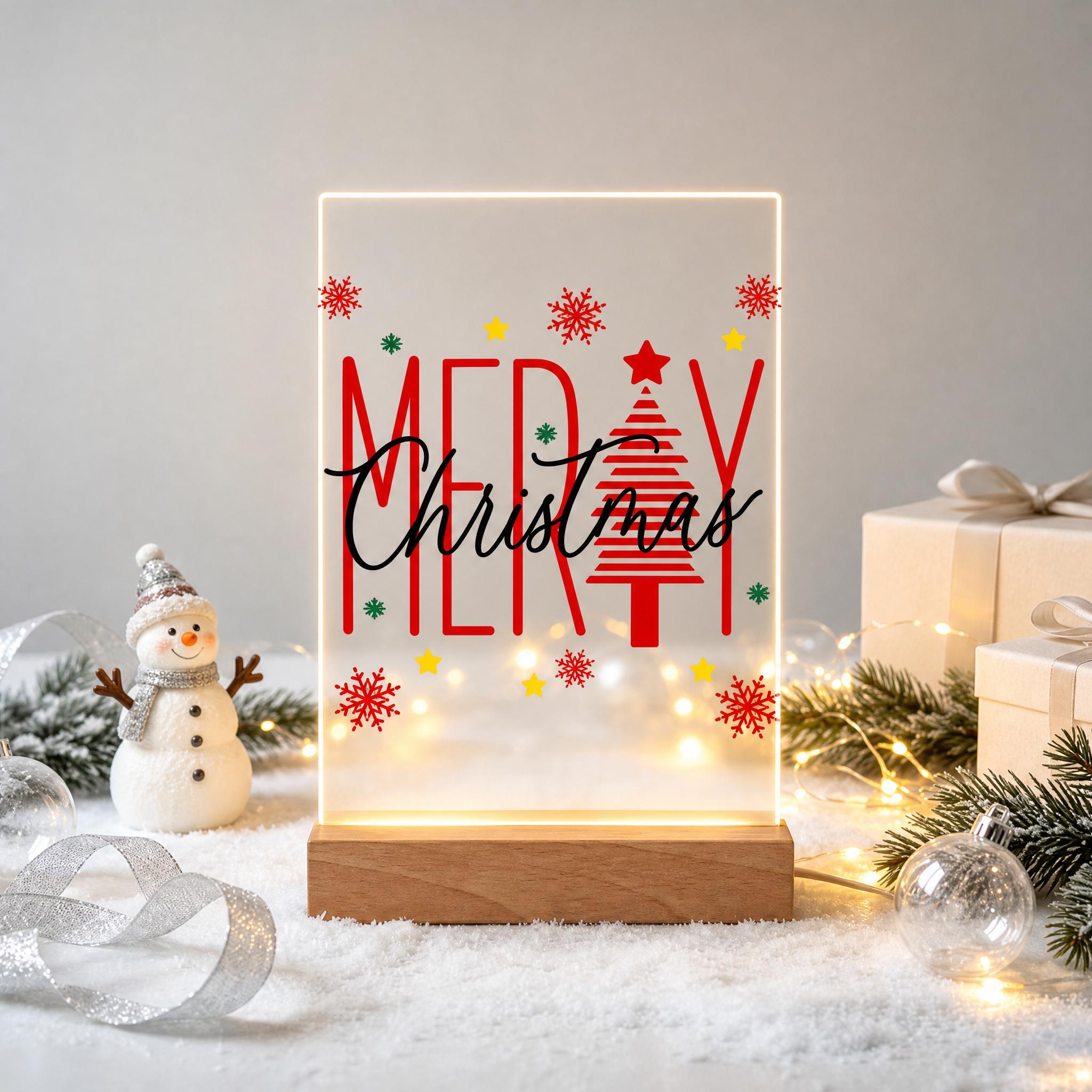 Custom Wooden Base Night Light – Personalized Photo Acrylic Lamp