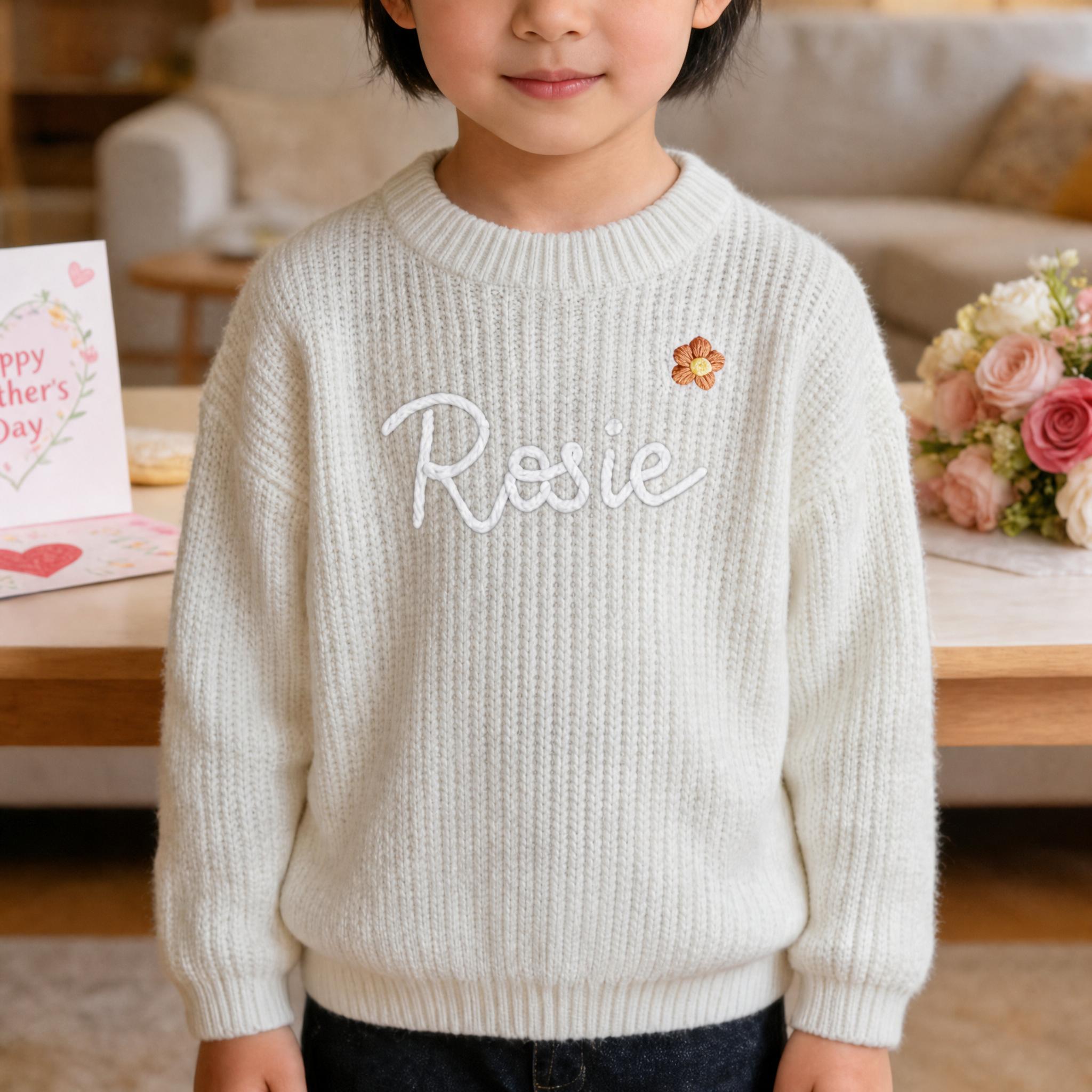 Custom Hand-Embroidered Kids Sweater – Personalized Baby & Toddler Sweater