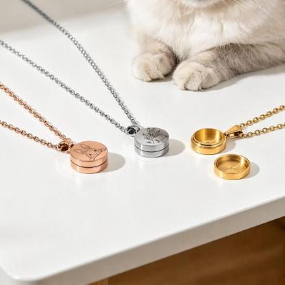 Custom Double-Sided Pet Memorial Necklace – Personalized Ashes & Fur Keepsake