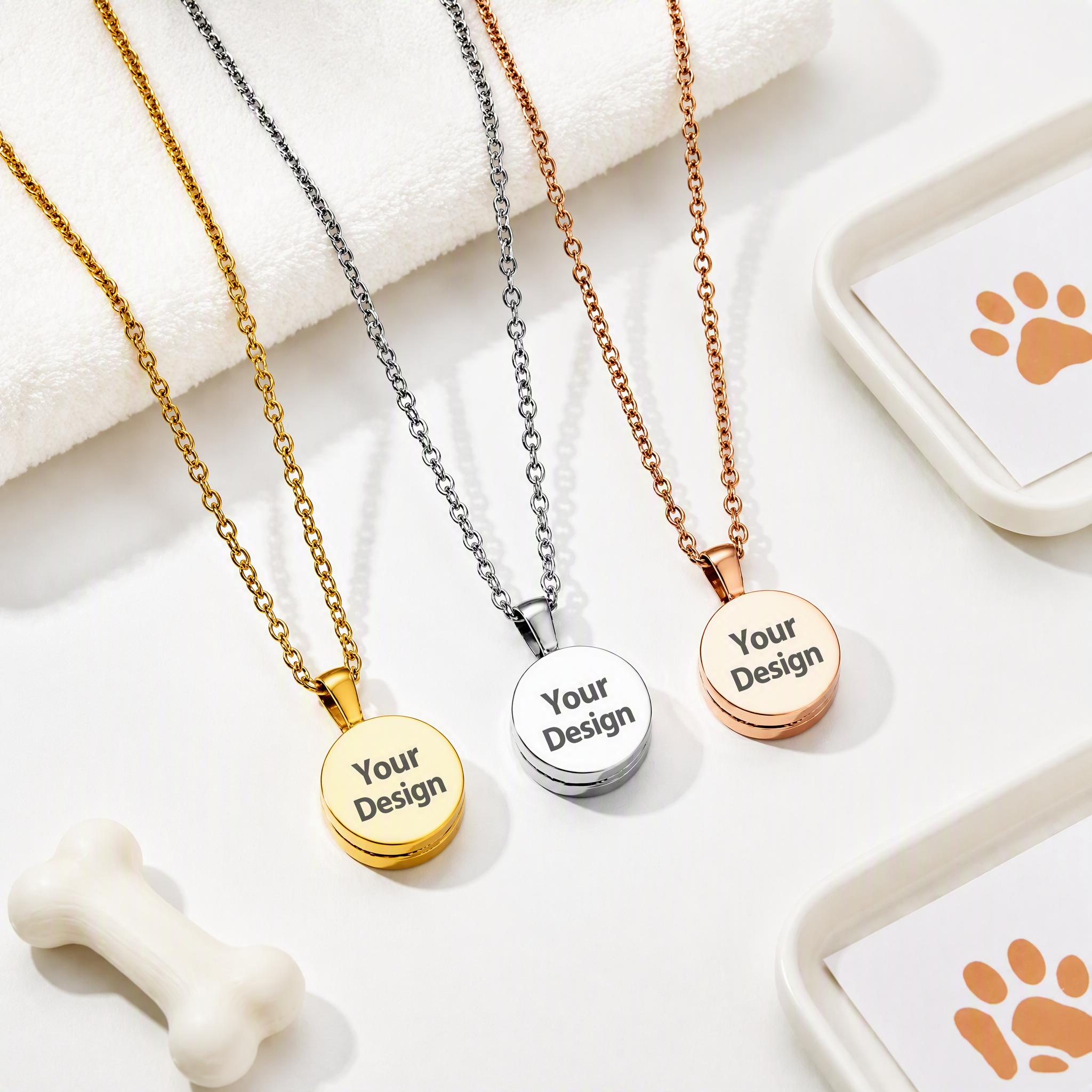 Custom Double-Sided Pet Memorial Necklace – Personalized Ashes & Fur Keepsake
