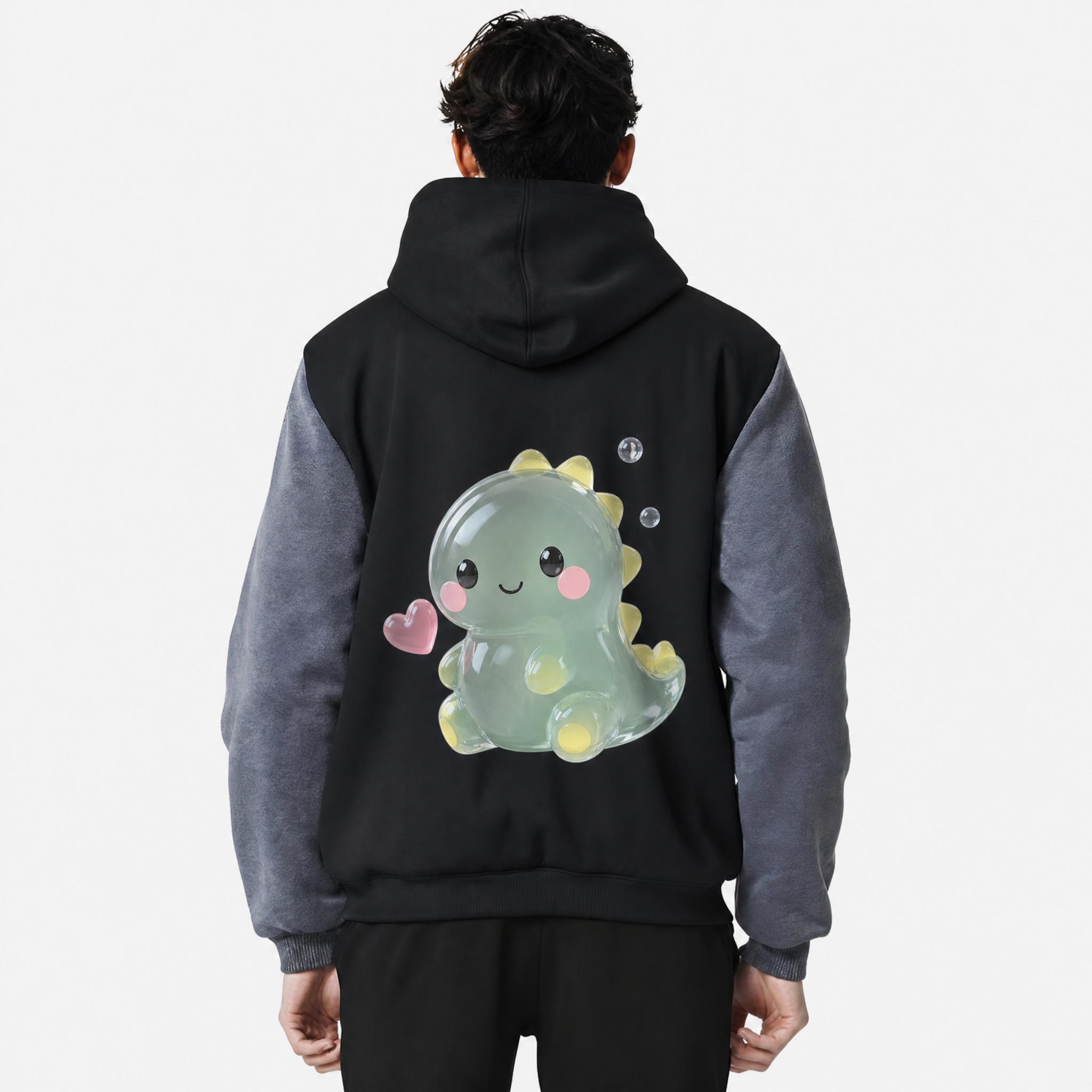 Custom Men’s Contrast Fleece Jacket – Personalized Back Print Zip-Up Hoodie