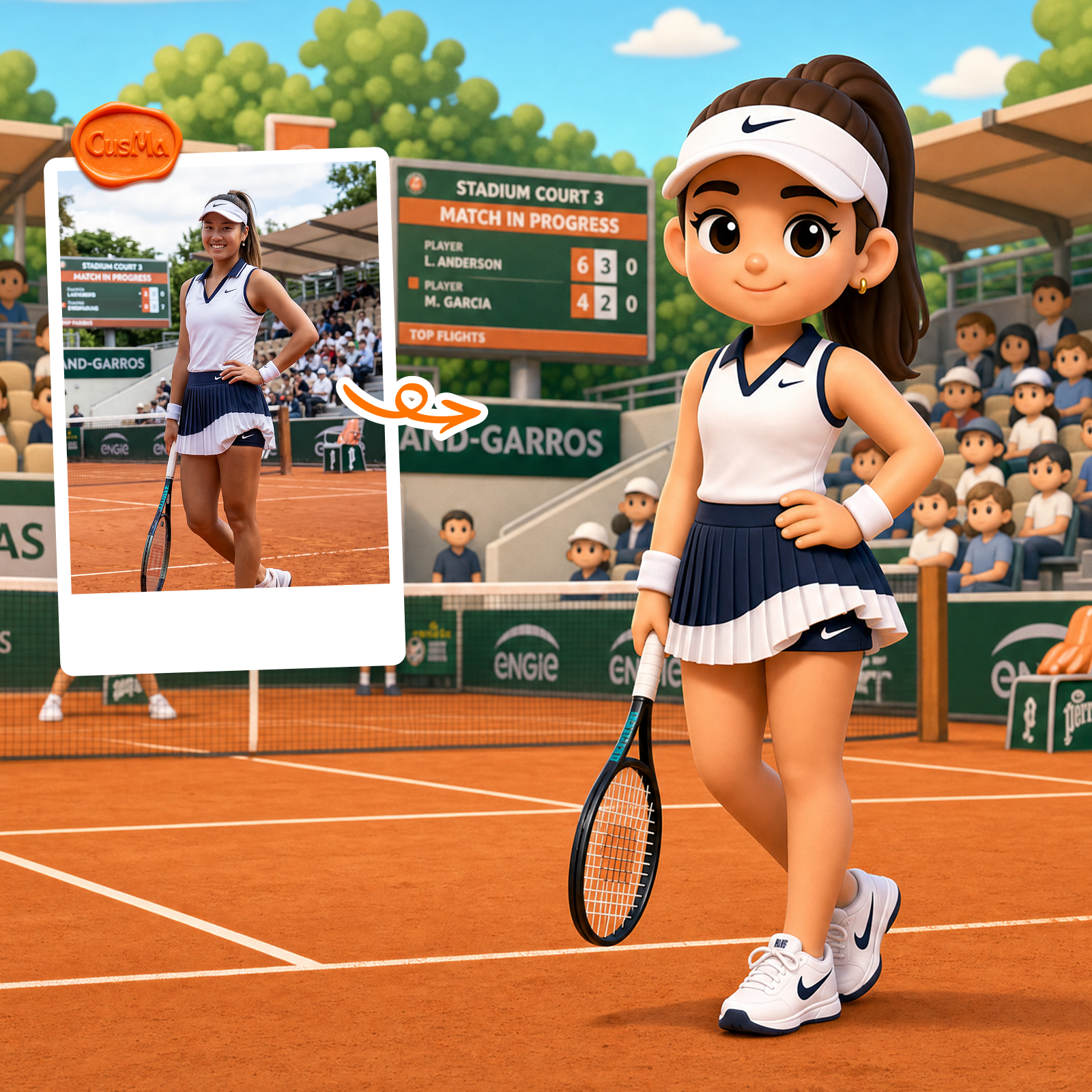 The French Open/Wimbledon Custom 3D Figure Athletic Tennis Chibi Player Figure Set, Trendy Collection Gift