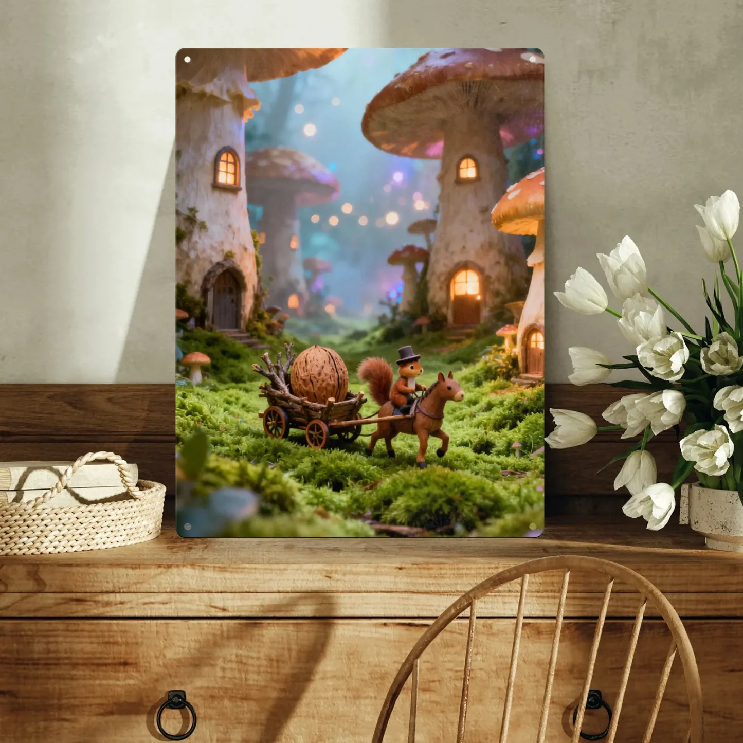 - Vintage Aluminum Metal Painting, Rustic Wall Hanging Art for Farmhouse Kitchen Office, Unique Handmade Home Accent