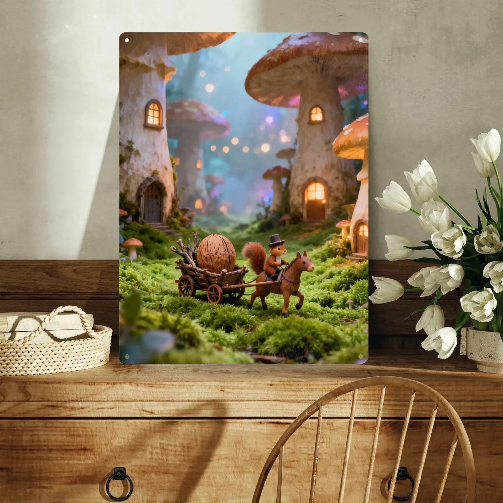 - Vintage Aluminum Metal Painting, Rustic Wall Hanging Art for Farmhouse Kitchen Office, Unique Handmade Home Accent