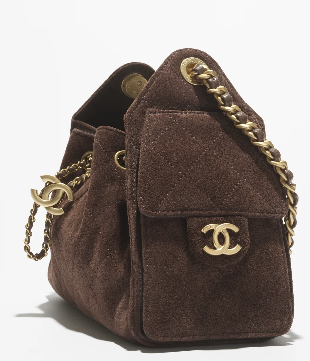 CHANEL 25 ミニ ハンドバッグ / スエード カーフスキン  ブラウン