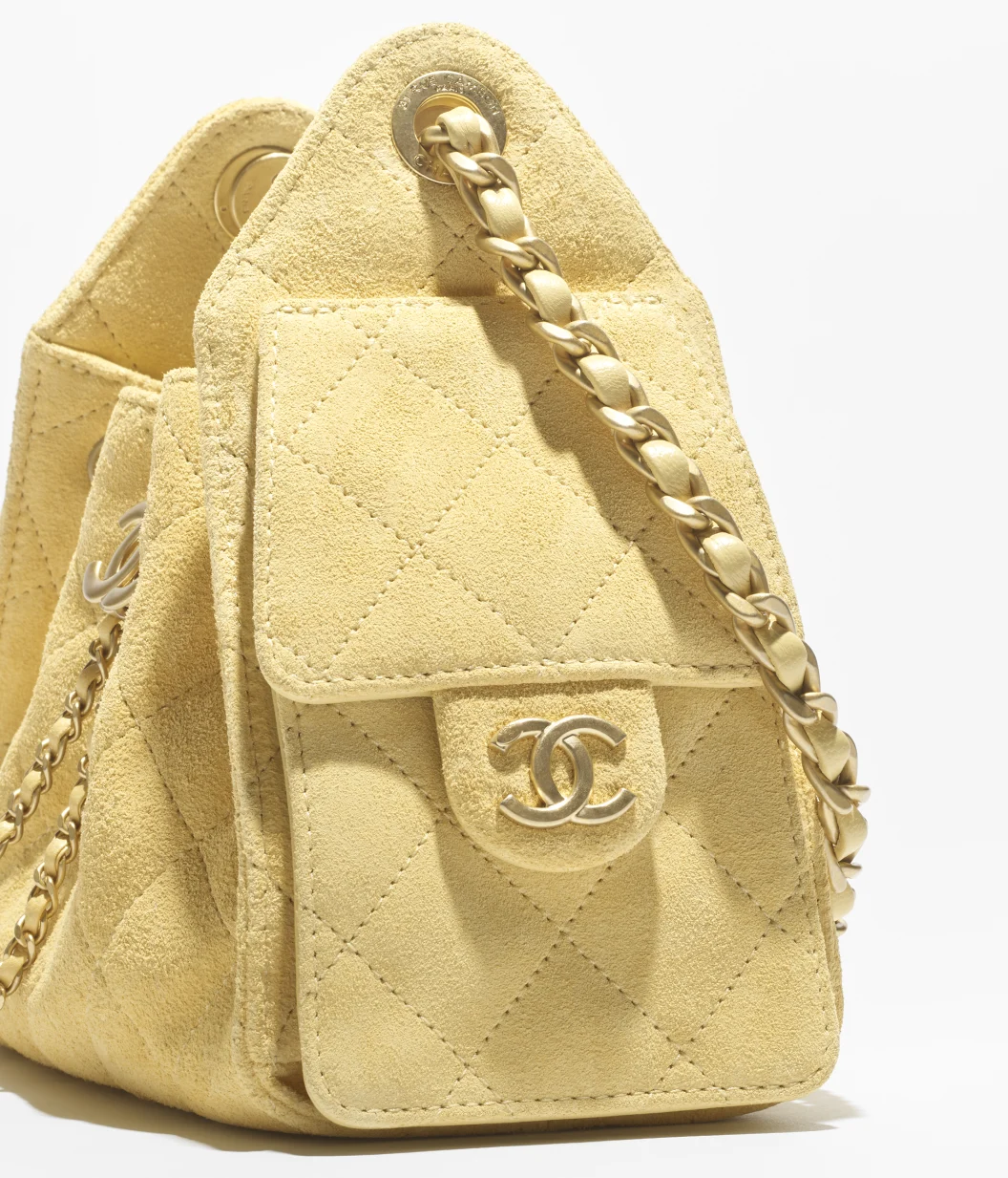 CHANEL 25 ミニ ハンドバッグ / スエード カーフスキン  イエロー