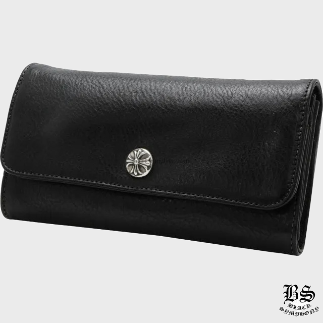 クロムハーツ にせ　ジュディウォレット クロスボタン ブラックヘビーレザー財布