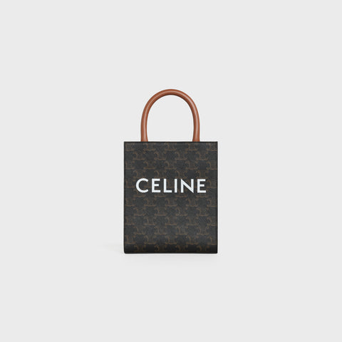 Celineミニ バーティカル トリオンフ キャンバス CELINE カバ / キャンバス & プリント入りカーフスキン タン