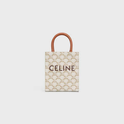 ミニ バーティカル トリオンフ キャンバス CELINE カバ / キャンバス & プリント入りカーフスキン ホワイト