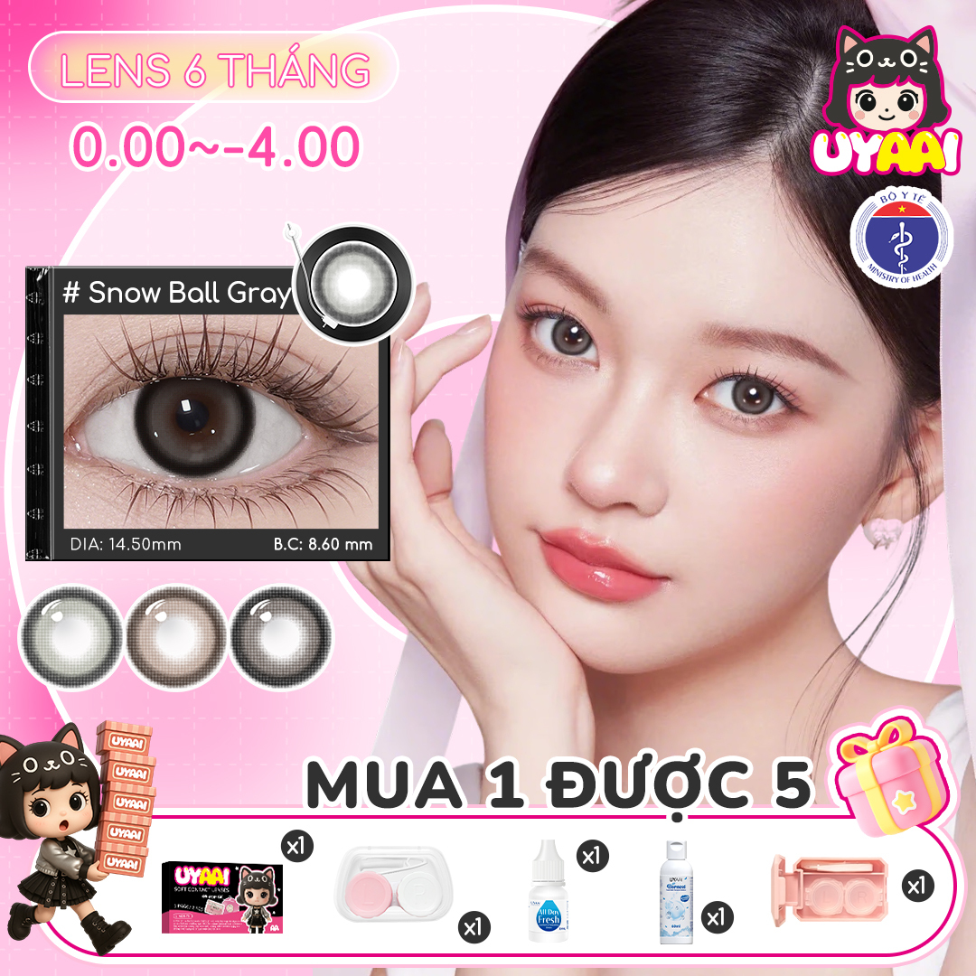 【Mua 1 tặng Gifts | Số đo 0-4 】Kính áp tròng màu UYAAI Snow Ball Series 6 tháng