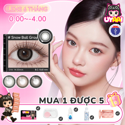 【Mua 1 tặng Gifts | Số đo 0-4 】Kính áp tròng màu UYAAI Snow Ball Series 6 tháng