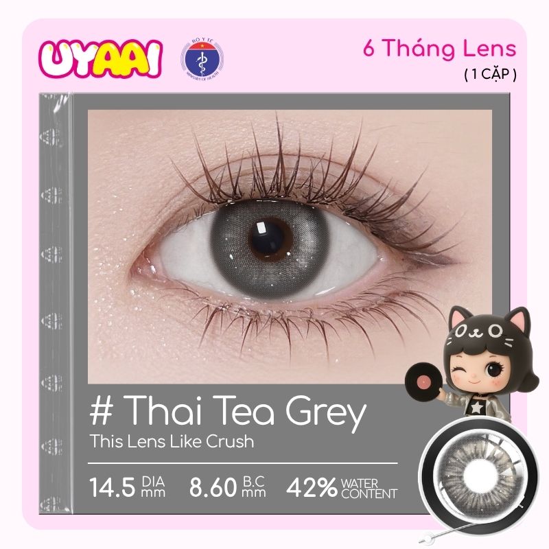 【Mua 1 tặng Gifts | Số đo 0-4 】Kính áp tròng màu UYAAI Thai Tea Series 6 tháng