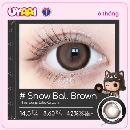 【Số đo 0-4】Kính áp tròng màu UYAAI Snow Ball Brown 6 tháng