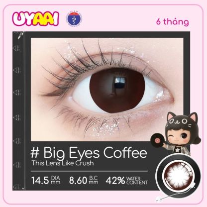 【Số đo 0-4】Kính áp tròng màu UYAAI Big eyes COFFEE 6 tháng
