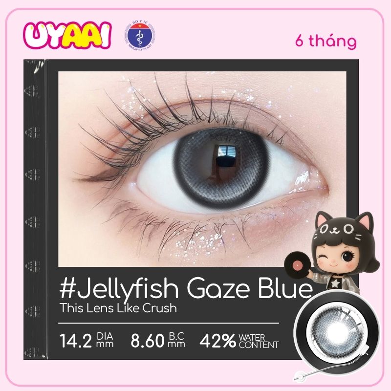 Kính áp tròng màu UYAAI Jellyfish Gaze Blue 6 tháng