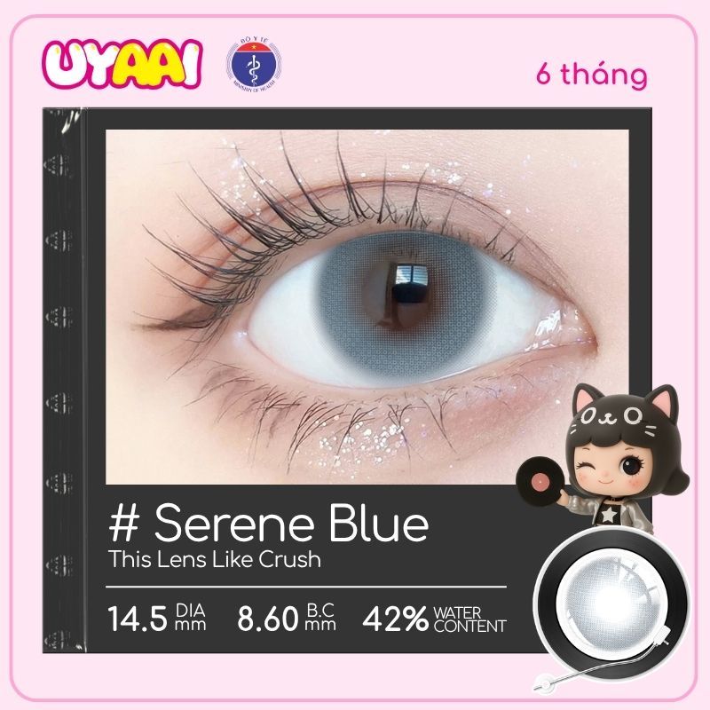 Kính áp tròng màu UYAAI Serene Blue 6 tháng