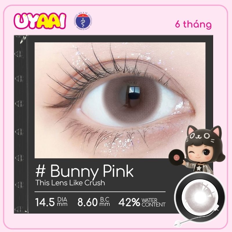 Kính áp tròng màu UYAAI Bunny Pink 6 tháng