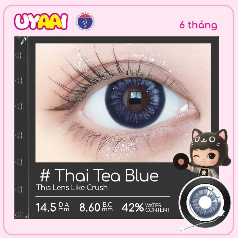 Kính áp tròng màu UYAAI Thai Tea Blue 6 tháng