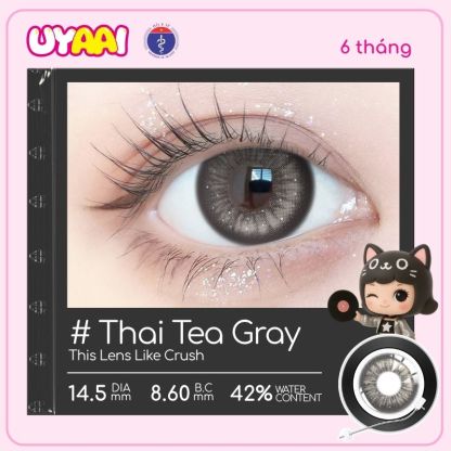 【Số đo 0-6】Kính áp tròng màu UYAAI Thai Tea Grey 6 tháng
