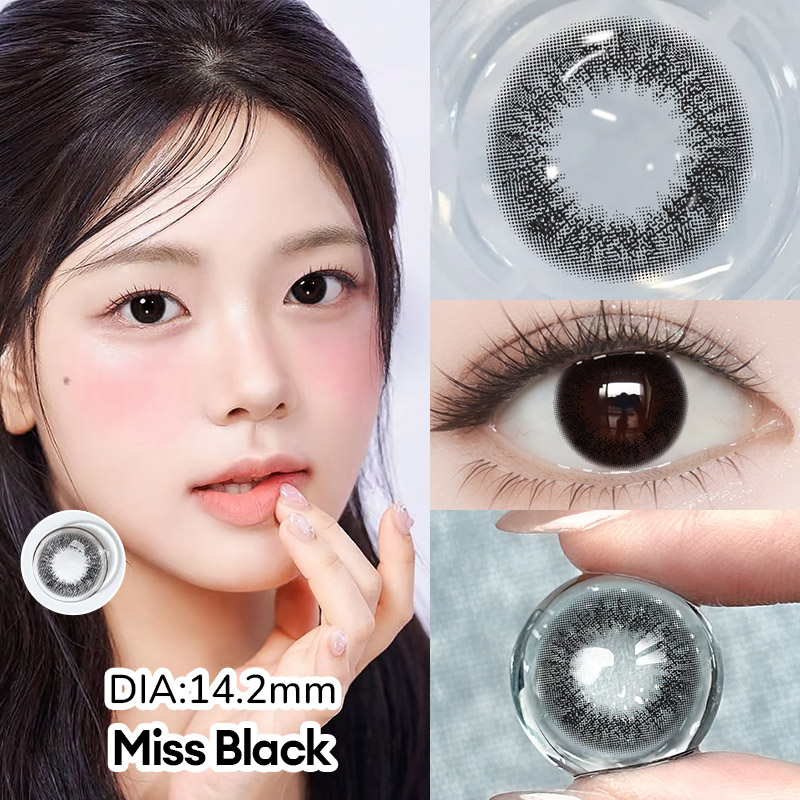【MỚI+Số đo 0-4】Kính áp tròng màu UYAAI Miss Black 6 tháng